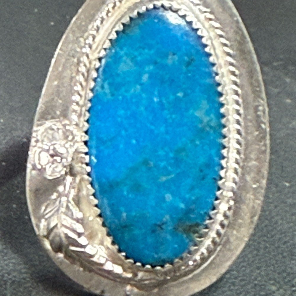 Handmade Kingman turquoise Ithaca peak sterling silver 95 ring